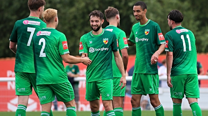 Second-half - Byron Harrison celebrates his goal with teammates (1)