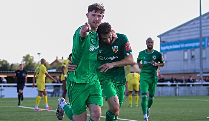 First-half - first Dabbers goal - Alex Panter celebrates his goal with teammates (1)