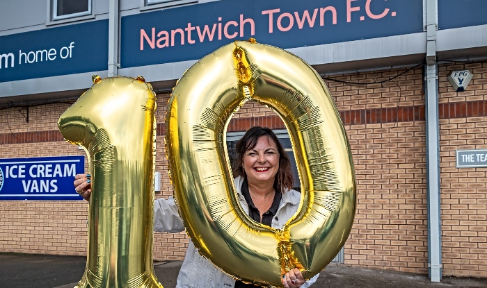 Kate Blakemore of Her-Place at Nantwich Town FC for glitter ball