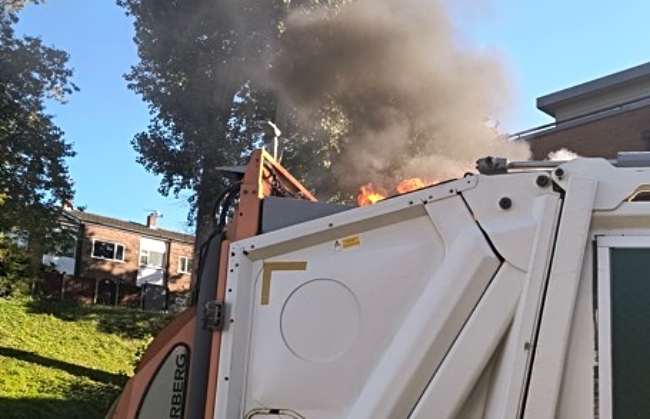 bin lorry fire - batteries warning