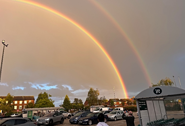 people capture double rainbow