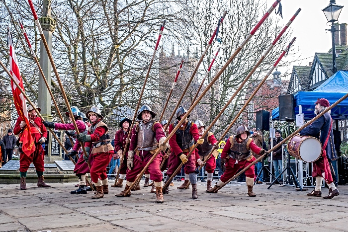 Publicity photo - Pikemen on town square (1)
