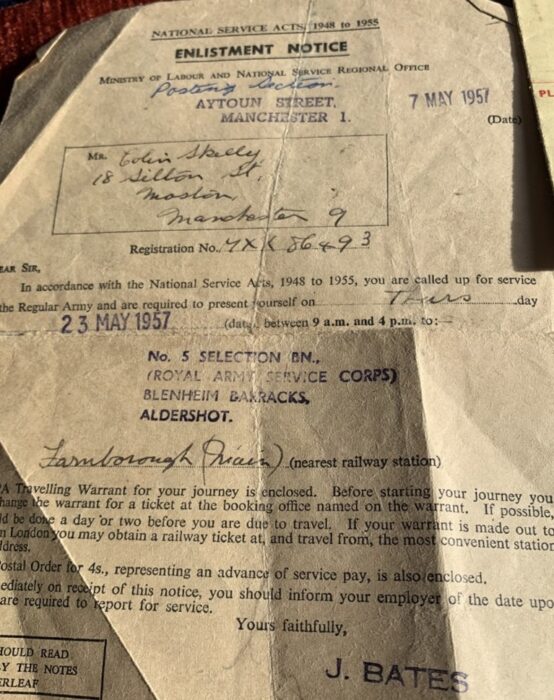 Colin's enlistment notice