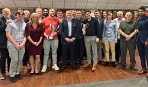Crewe Vagrants CC teams celebrate with ex England stars
