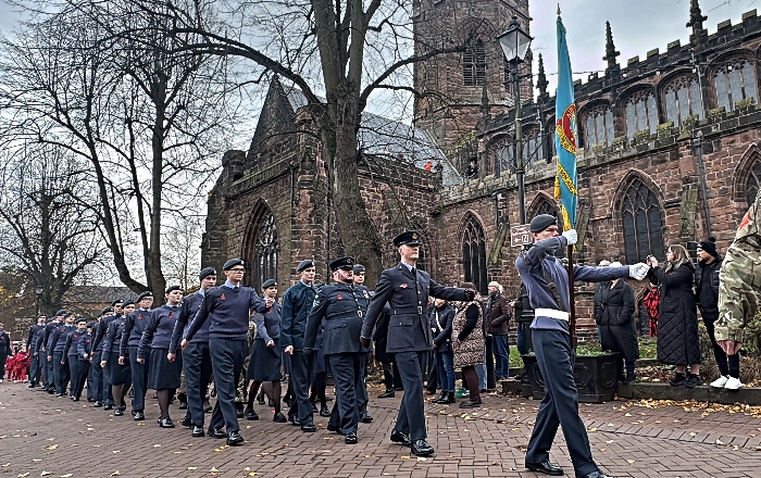 Nantwich Air Training Cadets march past St Marys Nantwich en route to the town square (1)