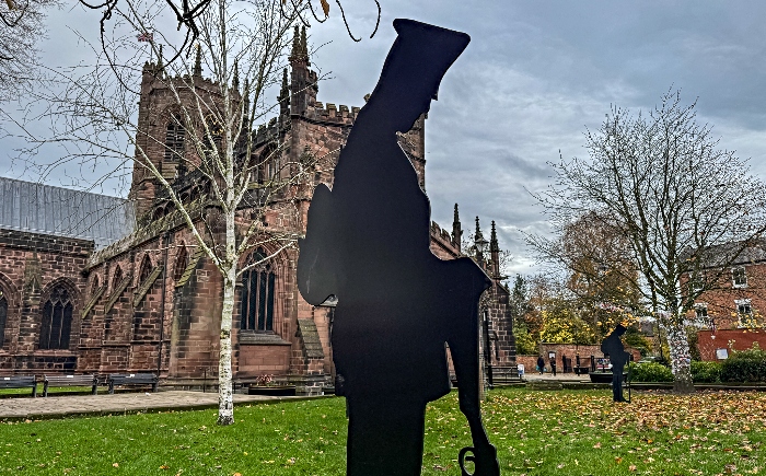 Silhouetted soldier at St Mary's Nantwich (1)