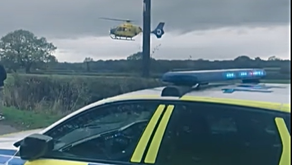 air ambulance rescues cyclist - pic by Nantwich Police