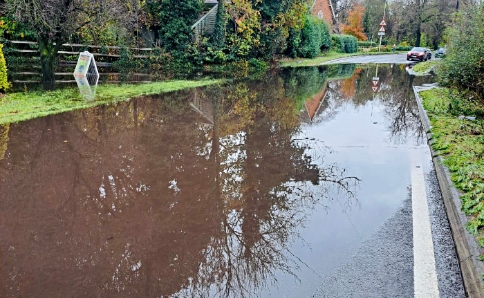flooded A51 at Reaseheath - police pic