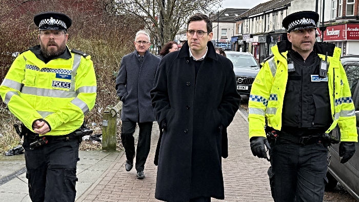 Cheshire PCC Dan Price with two Cheshire police officers (1)