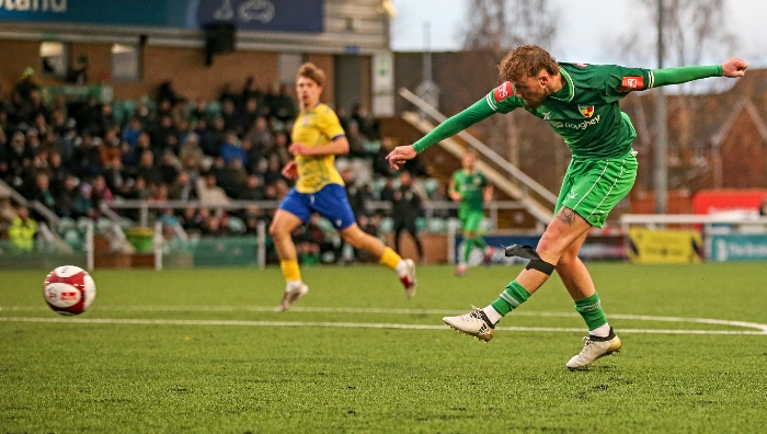 First-half - George Cooper shoots at goal (1)