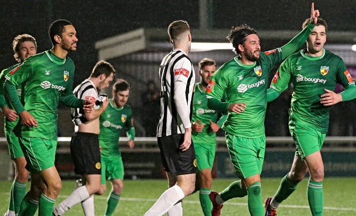 Second-half - first Dabbers goal - Callum Saunders celebrates his goal (1)