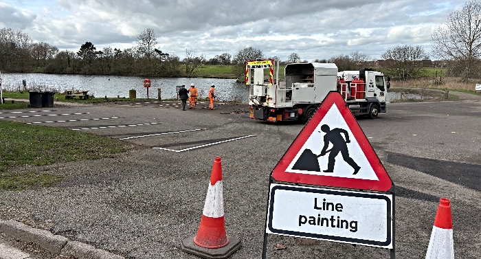 Councillor Geoff Smith with CEC Highways - Nantwich Lake carpark 2