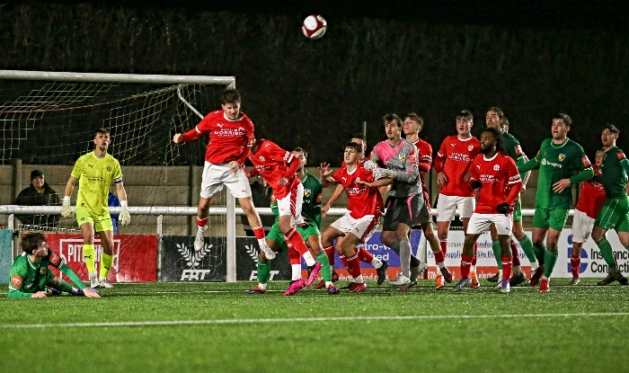Second-half - Crewe Alex head the ball clear of danger (1)