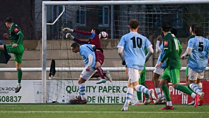 Second-half - third Atherton goal - Atherton captain Sam Sheridan's corner curls in (1)