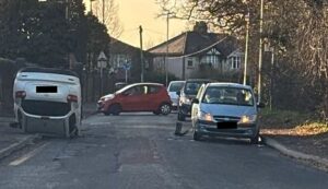 Car flips onto roof after crash on Wistaston road