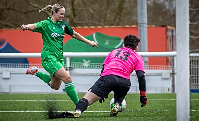 Amanda Fallon bears down on goal against Warrington