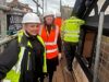 Cllr Anna Burton (centre) at Cancer Research building