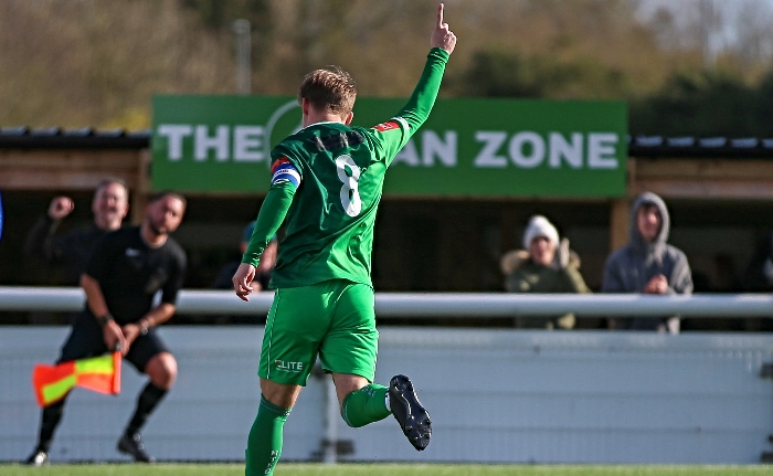 First-half - second Dabbers goal - Joel Connolly celebrates his goal in his 100th game (1)