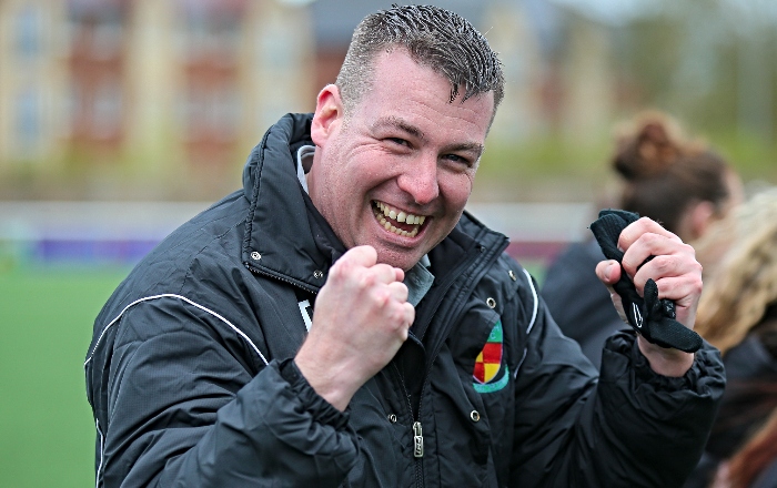 Full-time - Dabbers Women's manager Dan Mellor celebrates victory and League promotion (1)