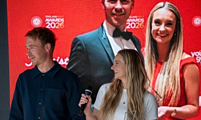 Sophie and James Need receiving their award
