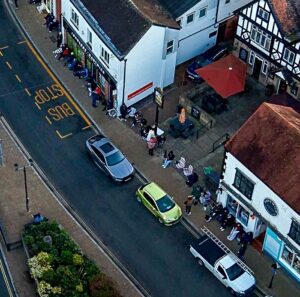 Aerial view of the queue at Applestump Records (1)