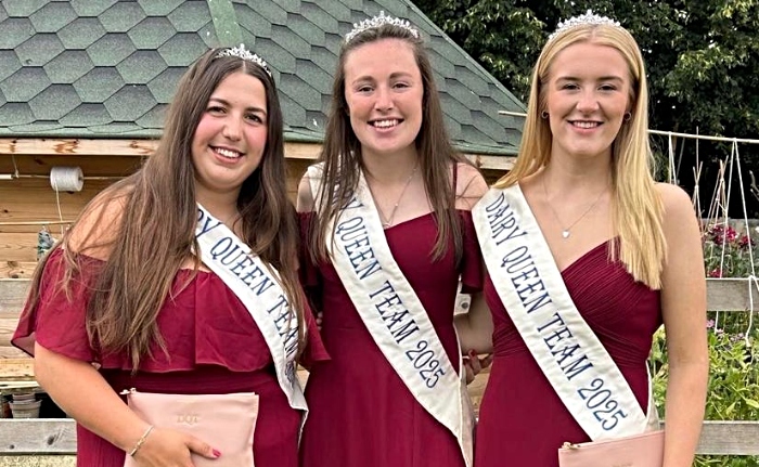 Three dairy queen young farmer friends - charity walk