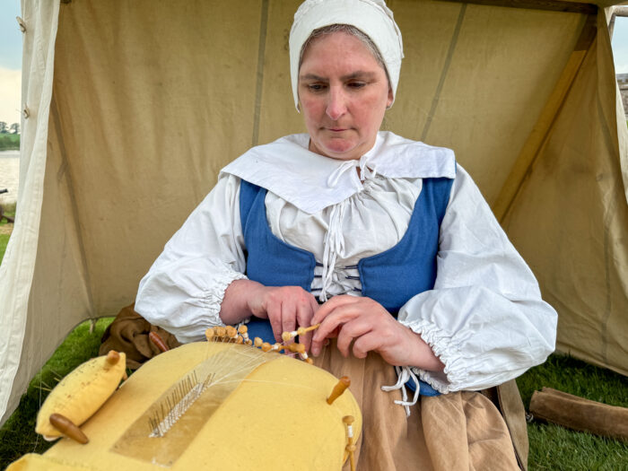 Sealed Knot re-enactor in the living history camp (2)