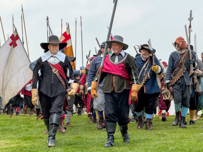 Sealed Knot re-enactors march to the Main Ring