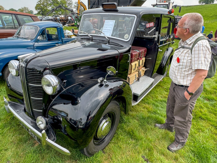 Visitor Mark Ray admires an Austin FX3 taxicab