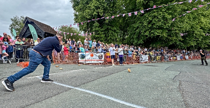 Dean Morris with his winning roll in the Adult race of 119.4 metres (1)