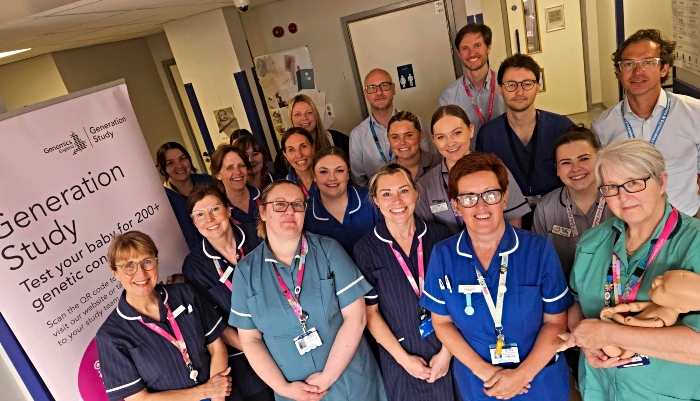 Staff on Labour Ward celebrating Generation Study success - landscape (1)