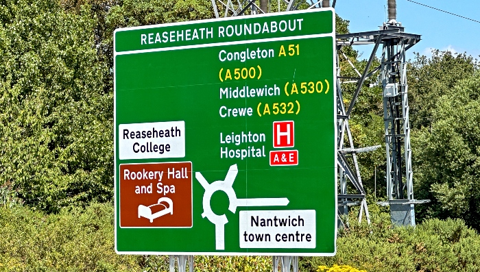 Nantwich Bypass road signage prior to Reaseheath Roundabout (1)