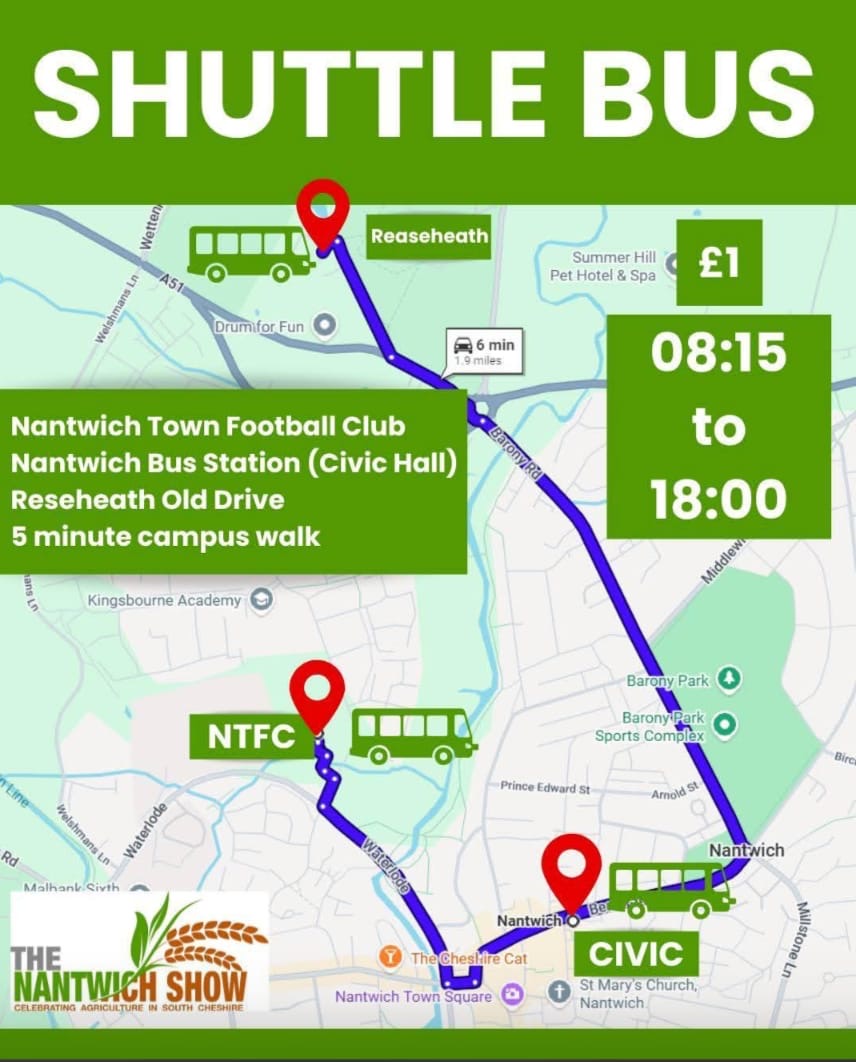 Nantwich Show shuttle bus graphic