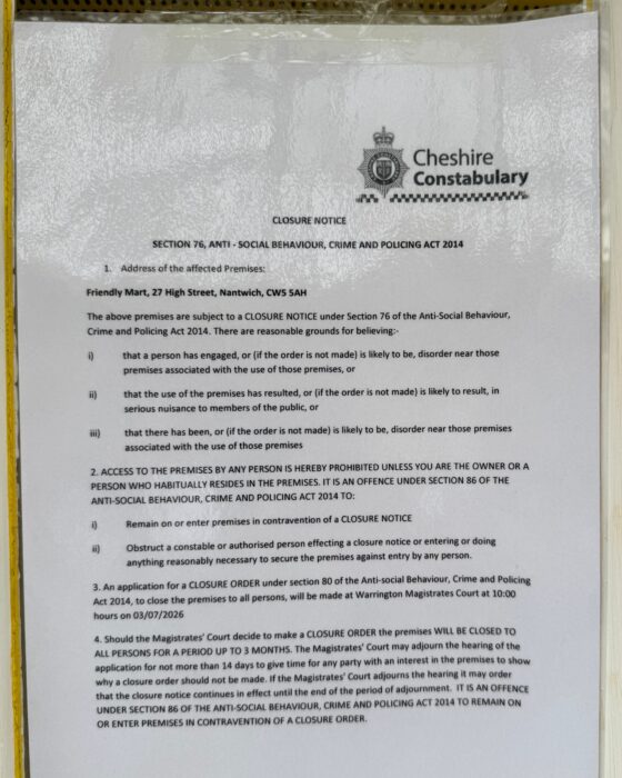 closure notice - Friendly Mart