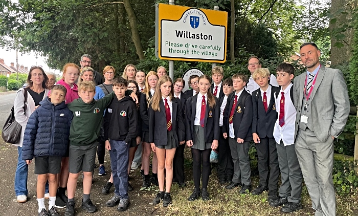 parents and pupils and staff and councillors walk willaston to malbank