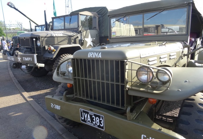 A military vehicle display