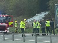 A500 closed after car crash and fire near Cheerbrook