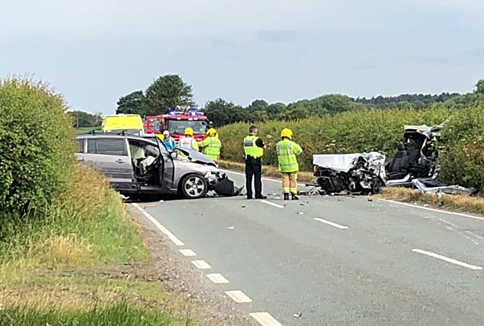 Two vehicle crash closed A51 at Doddington Lake near Nantwich