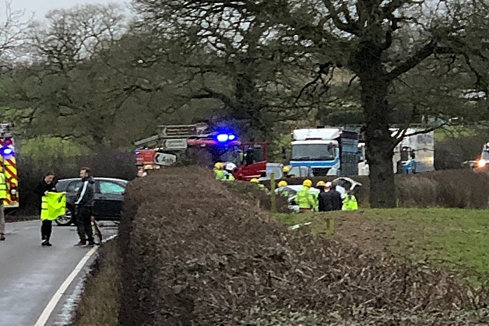 A525 road accident between Whitchurch and Nantwich - pic by Mark Elliott