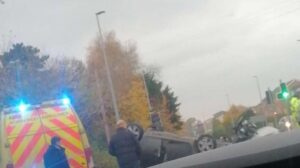 Drivers in lucky escape after Nantwich crash leaves car on roof