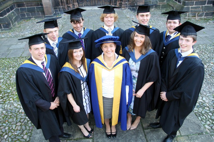 AGRICULTURE graduates with Course Manager Dr Jane Richardson