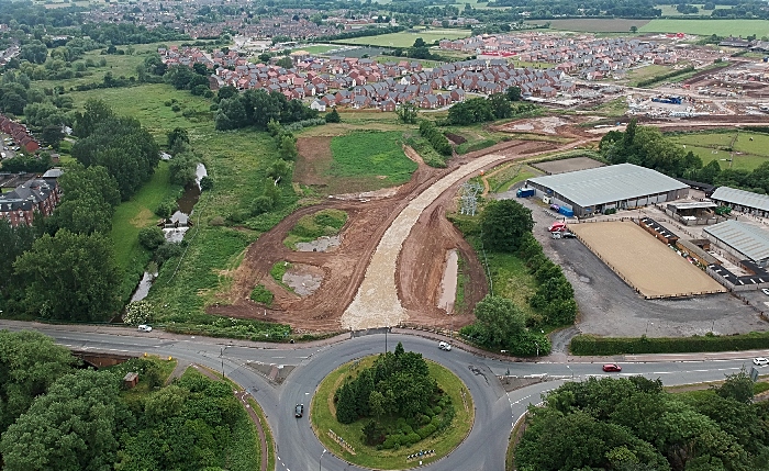 aerial pic of new A51 bypass and spine road