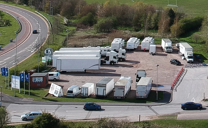 filming trucks at Nantwich Town FC - spy thriller