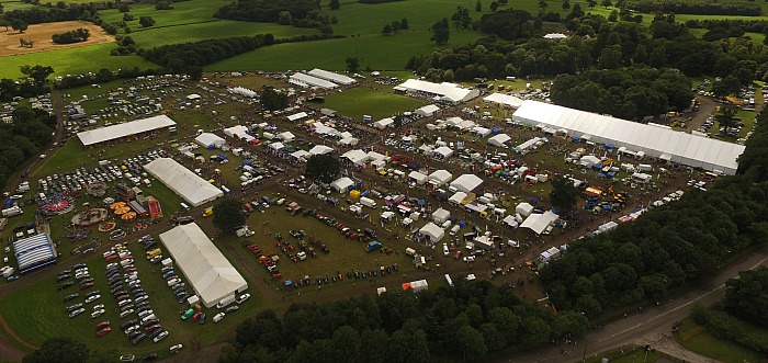 Aerial view of Nantwich Show at Dorfold Park, 2017
