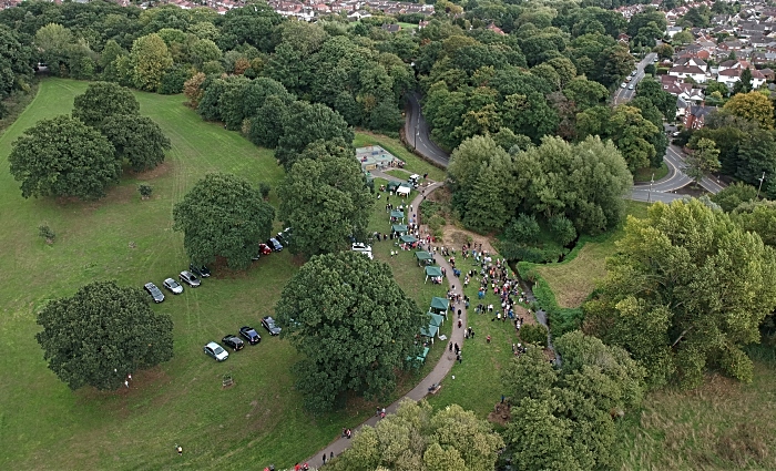 aerial view of Wistaston duck and boat race at Joey the Swan