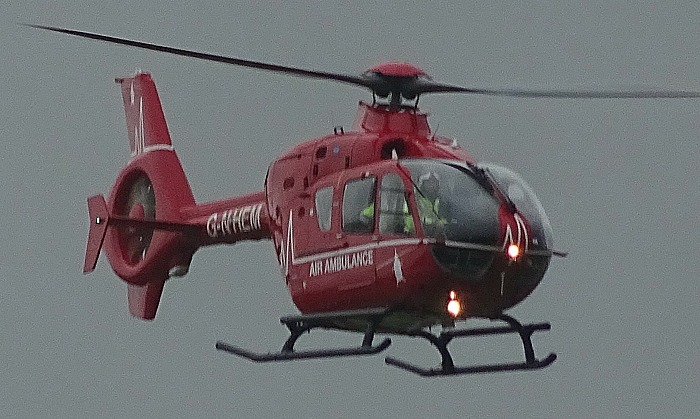 Air Ambulance over Wistaston, pic by Jonathan White