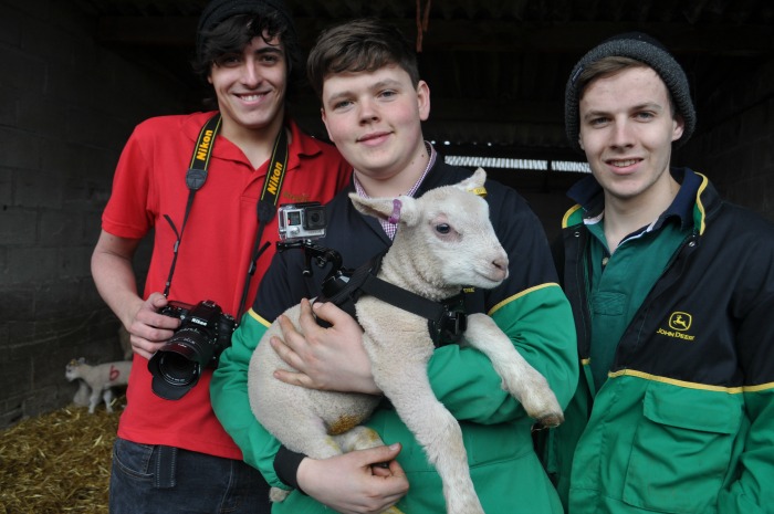 Alex Lyth, James Warren and Michael Halford with lamb cam