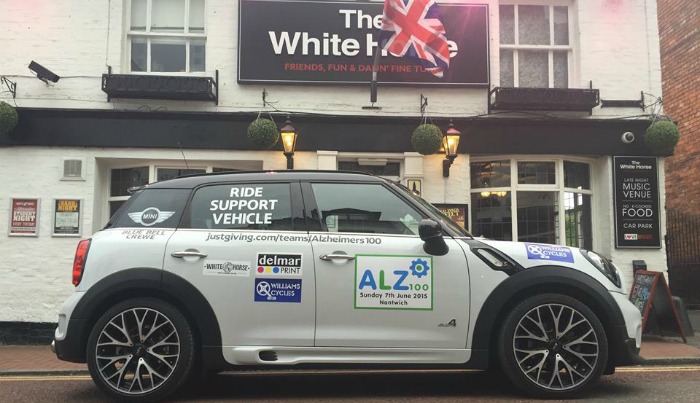 Alzheimers 100 charity ride, support vehicle, Nantwich