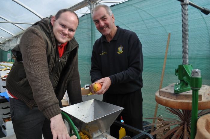 Andrew Blackburn from Crewe and David Allman apple crusher