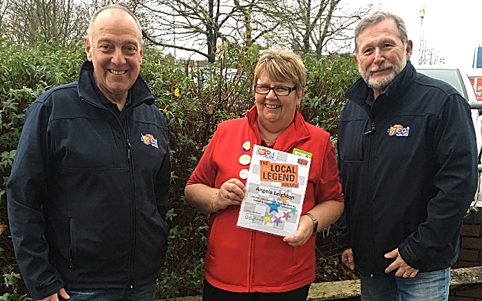 Angela Leighton with Dave Foulkes (presenter at The Cat) and Chris Cadman (CAT MD)